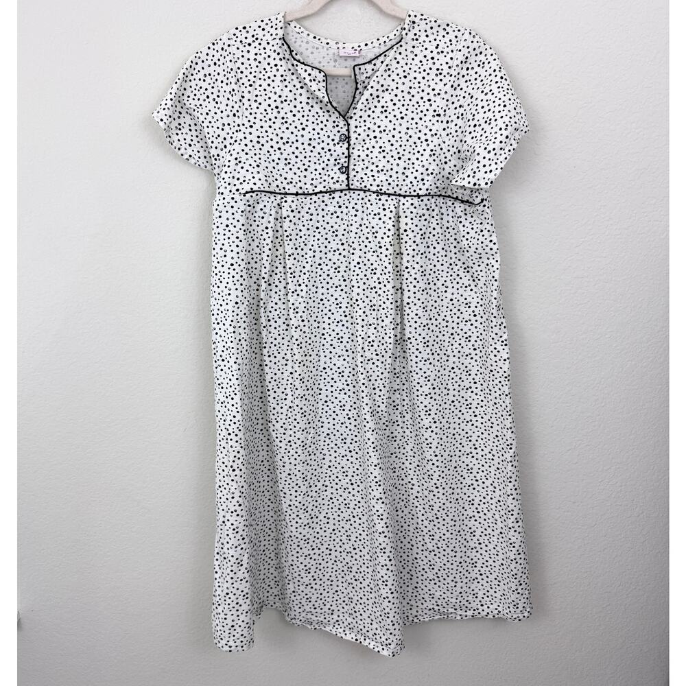 Ziva Moms Womens Maternity Nursing Pregnancy Dress Size 4XL Summer Dot White